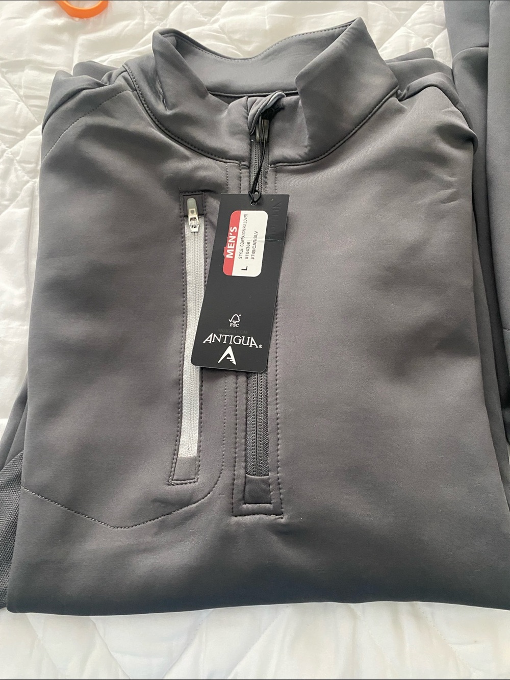 Antigua Men’s Charcoal Gray Quarter-Zip Pullover